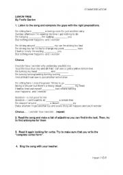 English worksheet: Lemon Tree Music activity