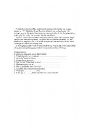 English worksheet: franz schubert