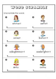 English Worksheet: family