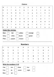 English worksheet: Colors - Word search