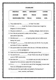 English worksheet: vocabulary