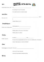 English Worksheet: After watching movies