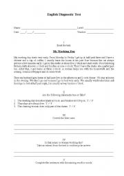 English Worksheet: Diagnostic test