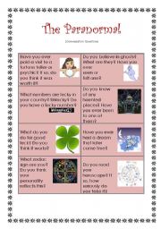 English Worksheet: The Paranormal - Conversation Cards (2 pages!!)