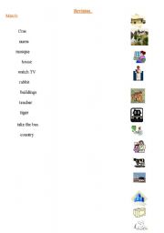 English worksheet: matching words with pictures