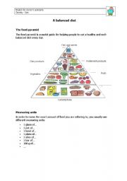 English Worksheet: A balanced diet