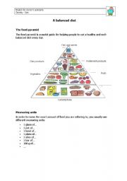 English worksheet: A balanced diet