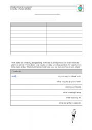 English Worksheet: Adding physical activity to your life