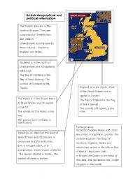 English Worksheet: Great Britain and Ireland : geographical and political info 