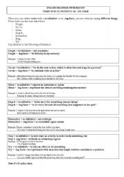 English Worksheet: -ing/infinitive with certain verbs