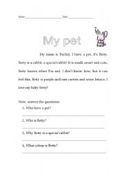 English worksheet: My pet