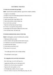 English worksheet: PAST SIMPLE - PRACTICE