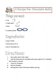 A RECIPE FOR CHOCOLATE BALLS TO PREPARE IN CLASS!!