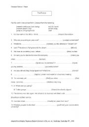 English Worksheet: Future tense exercises