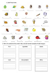 English Worksheet: food and drink