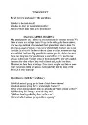 English worksheet: this is a useful vocabulary activity about animals