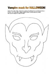 English Worksheet: Vampire mask for Halloween