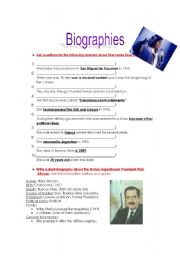 English worksheet: Biographies