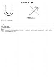 English worksheet: Letter U