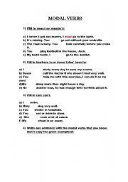 English worksheet: MODAL VERBS