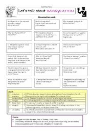 English Worksheet: Let�s talk about IMMIGRATION