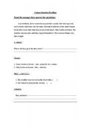 English worksheet: comprehension reading