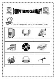 English Worksheet: COMPUTER VOCABULARY