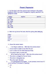 English Worksheet: Present Progressive