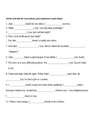 English worksheet: tenses