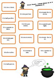 English Worksheet: TICK TOCK  WHAT TIME IS IT HALLOWEEN