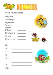 English Worksheet: NUMBERS