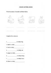 English Worksheet: animals and baby animals