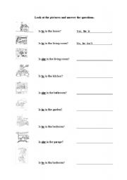 English worksheet: rooms in the house