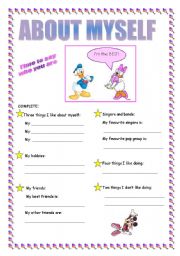 English Worksheet: ABOUT MYSELF