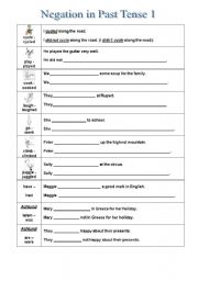 English Worksheet: Past tense  and negation 1