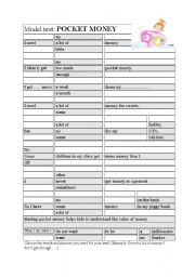 English Worksheet: Writing: Pocket Money