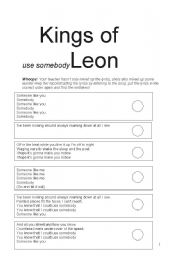 English Worksheet: Kings of Leon Use Somebody mixed up lyrics