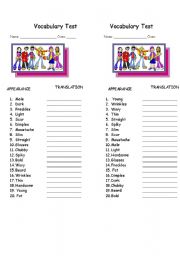 English Worksheet: Mini Vocabulary Test on Physical Appearance