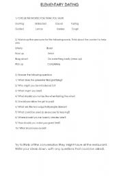 English Worksheet: elementary dating