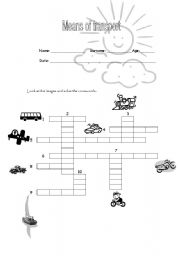 English worksheet: means of transport