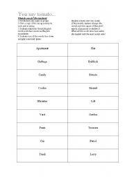 English Worksheet: British English and American English