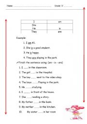 English Worksheet: pronouns