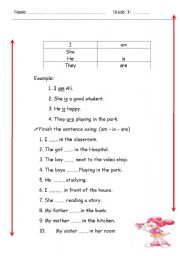 English worksheet: pronouns