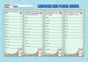 English Worksheet: singular and plural nouns