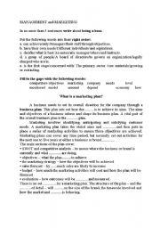 English Worksheet: Management and Marketing