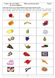 English worksheet: fruits and vegetables