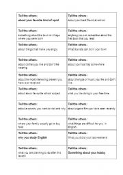English Worksheet: Tell cards