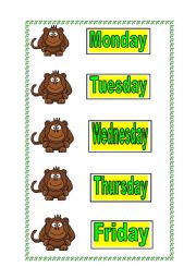 English Worksheet: days of the week