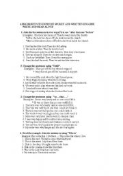 English Worksheet: worksheet for spoken and written  english