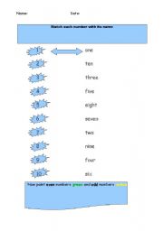 English worksheet: Numbers 1 to 10 match